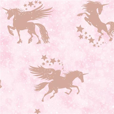 Over the Rainbow Wallpaper-Iridescent unicorn 90951 pink
