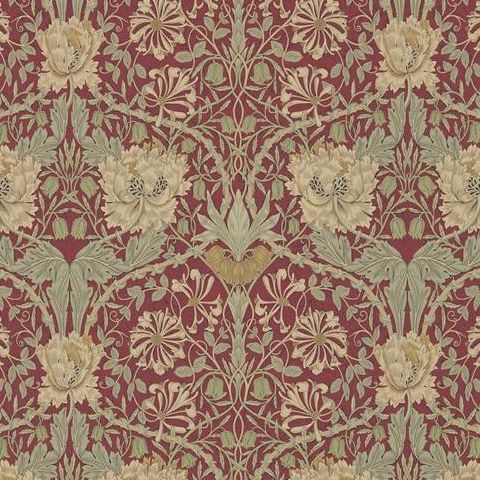 Morris & Co Wallpaper-Honeysuckle and Tulip 214700 Red/Gold