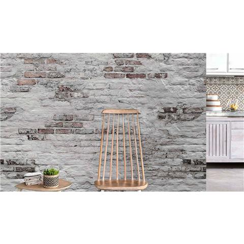 Grandeco One Roll Wall Mural Bricks EP6102 grey