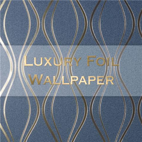 Vymura Luxury Foil Wallcovering Contour wave FD42801 Navy/Gold