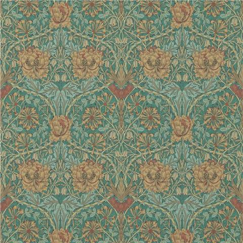 William Morris, Morris & Friends Wallpaper Honeysuckle and tulip 214704 Emerald/Rust
