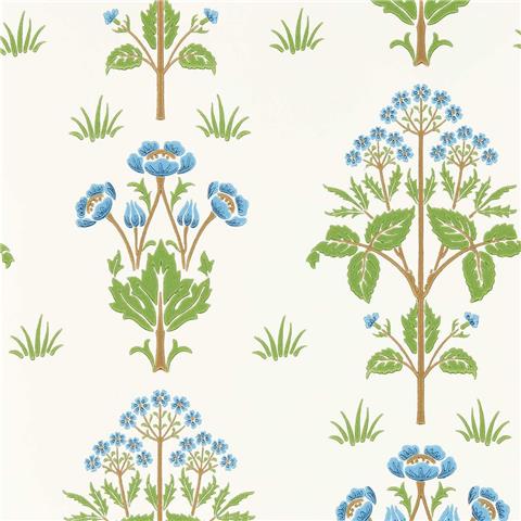 William Morris, Morris & Friends Wallpaper Meadow Sweet 217368 Cobalt/Green
