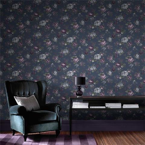 Graham and Brown Curiosity Wallpaper Collection Muse 103506 French Navy
