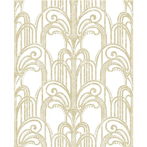 GRAHAM AND BROWN ESTABLISHED WALLPAPER COLLECTION Art Deco 104296 Gold/Pearl