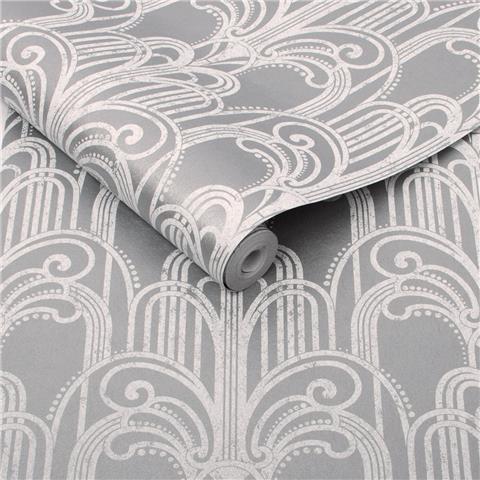 GRAHAM AND BROWN ESTABLISHED WALLPAPER COLLECTION Art Deco 104297 silver