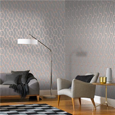 GRAHAM AND BROWN Balance WALLPAPER COLLECTION Archetype 104734 Grey/Rose Gold