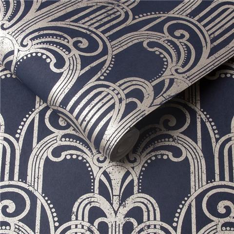 GRAHAM AND BROWN ESTABLISHED WALLPAPER COLLECTION Art Deco 105920 Midnight