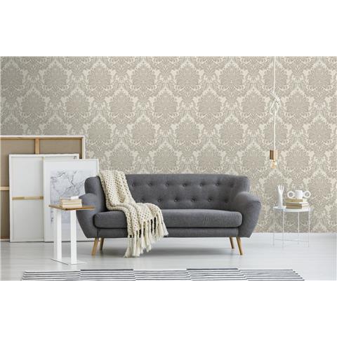 Tranquillity Vogue Damask Wallpaper by Boutique 106674 Taupe