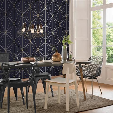 GRAHAM AND BROWN Oblique WALLPAPER COLLECTION Harmony 107587 Navy