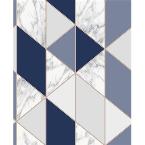 Fresca Wallpaper marble geo 108295 navy/Blue