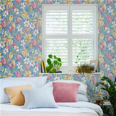 LAURA ASHLEY WALLPAPER Gilly 119847 Tulips China Blue