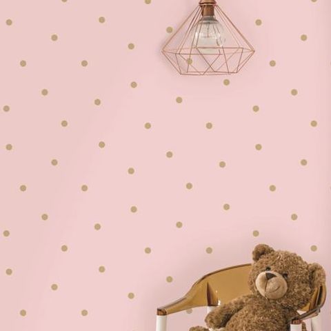 Make Believe Wallpaper- Dotty 12604 Pink/Gold