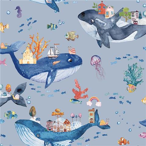 Dreamcatcher Whale Town Wallpaper 13220 Blue