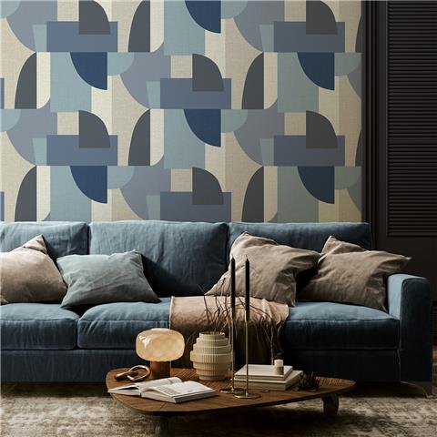 Belgravia Decor Luxury Ceruti Retro Style Wallpaper 1423 Blue