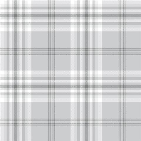 Catherine Lansfield Kelso Check Plaid Wallpaper 165521 Light Grey