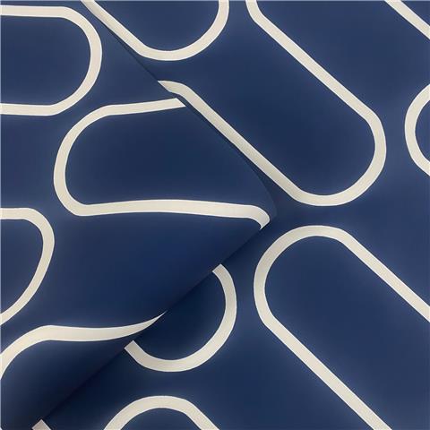 CATHERINE LANSFIELD Linear curve WALLPAPER 206503 Navy Blue