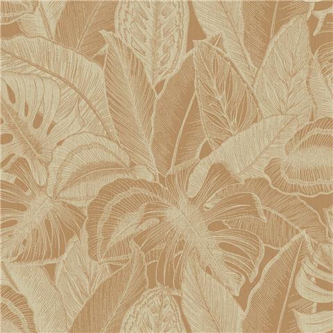 Holden Linear Palm Leaf Wallpaper 36152 Burnt Orange