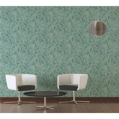 Turnowsky Jungle Floral Wallpaper 38898-2 Green/White
