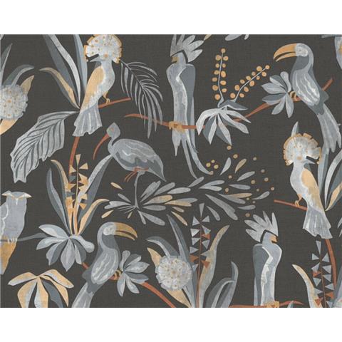 Turnowsky Jungle Floral Wallpaper 38898-3 Black/Beige
