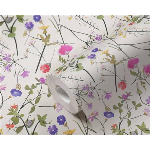 Turnowsky Country Diary Floral Wallpaper 38901-1 White/Multi