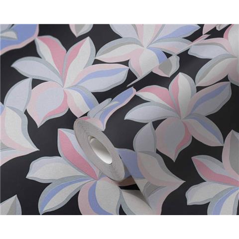 Turnowsky Retro Floral Wallpaper 38908-1 Black/Multi