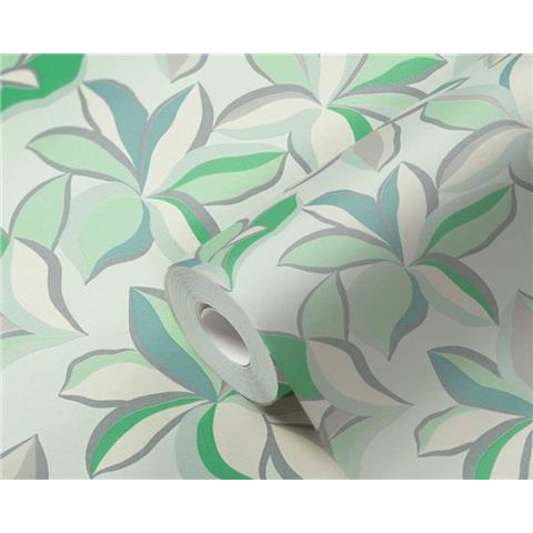 Turnowsky Retro Floral Wallpaper 38908-3 Peppermint/Silver