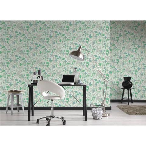 Turnowsky Retro Floral Wallpaper 38908-3 Peppermint/Silver