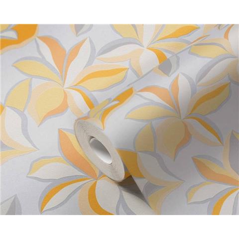 Turnowsky Retro Floral Wallpaper 38908-4 Sunflower/Silver