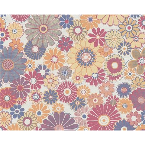 AS CREATIONS RETRO CHIC FLORAL WALLPAPER 395354 Multi/Red