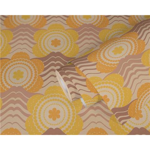 AS CREATIONS RETRO CHIC FLORAL WALLPAPER 395395 Orange/Yellow