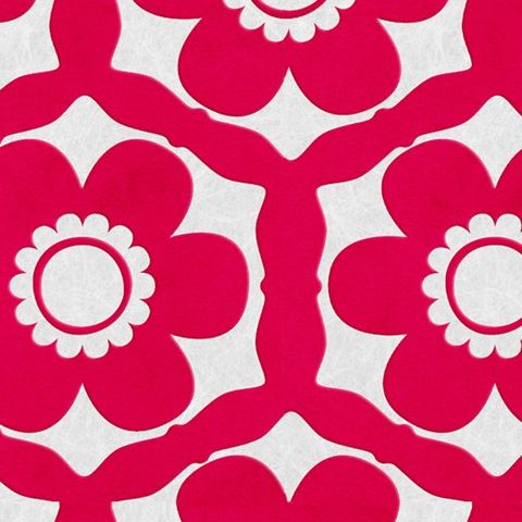 Ultimate Flock Wallpaper-Barbara Hulanicki Funky Flora 51-010 Pink