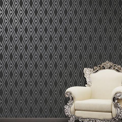 Holden Opulence Wallpaper-Shimmer Diamond Black 65382