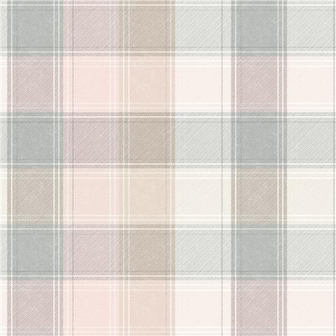 Arthouse Country Check Wallpaper 901900 Pink/Grey