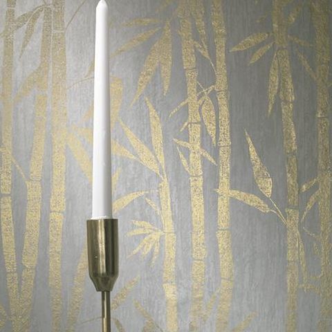 Minreals Nandina Bamboo Foil Wallpaper 90282 Grey/Gold