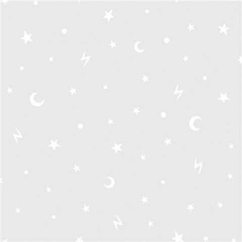 Over the Rainbow Wallpaper-Stars and moon 90980 grey