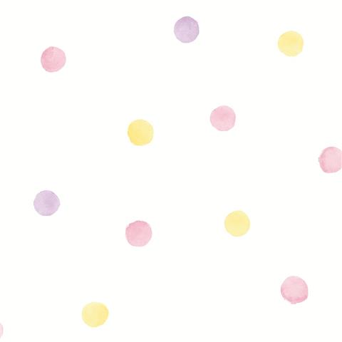 Over the Rainbow Wallpaper-polka dots 91000 pink/yellow