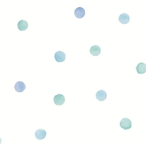 Over the Rainbow Wallpaper-polka dots 91001 blue/teal
