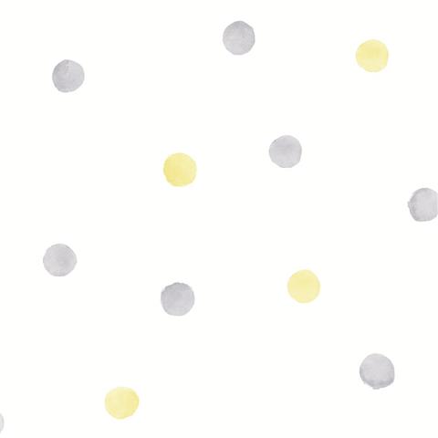 Over the Rainbow Wallpaper-polka dots 91002 grey/yellow