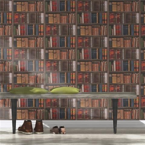 Rasch Home Style Library Book Wallpaper Multi 934809