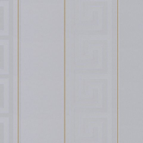 Versace Greek Key Stripe Vinyl Wallpaper 93524-5 Silver/Gold