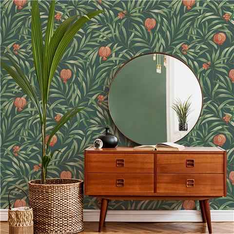 Belgravia Decor Pomegranate Wallpaper 9613 Green/Orange