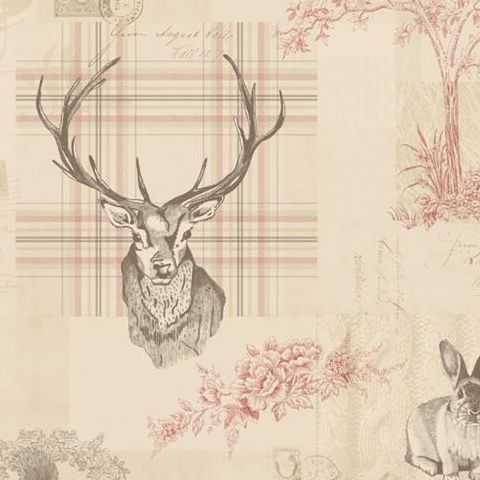 K2 Feature Wallpapers by Holden Richmond Stag Cranberry/Linen 98010
