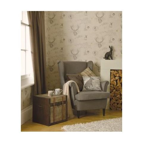 K2 Feature Wallpapers by Holden Richmond Stag Charcoal/Linen 98012