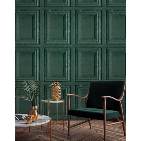 Grandeco Wood Panel Wallpaper 49204 green