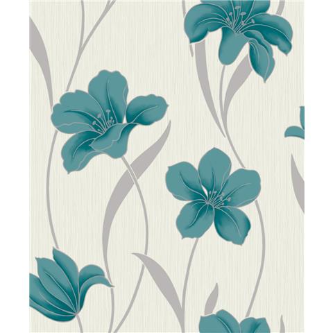 GRANDECO LIFE Kilamoura Wallpaper Floral A60902 teal