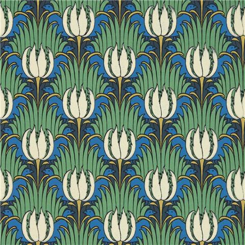William Morris, Bedford Park Wallpaper Tulip and Bird 510016 Goblin Green & Raven