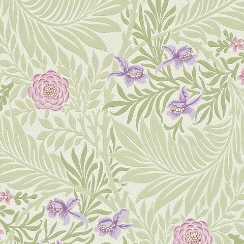 Morris & Co Wallpaper-Larkspur 212555 Olive/Lilac