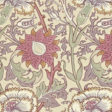 Morris & Co Wallpaper-Pink and Rose 212566 Manilla/Wine