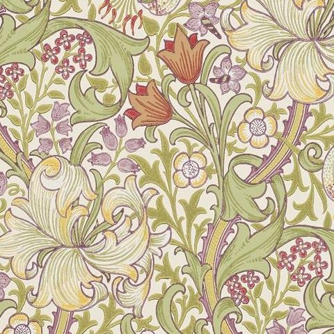 Morris & Co Wallpaper-Golden Lily 210399 Olive/Russet