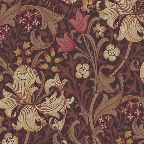 Morris & Co Wallpaper-Golden Lily 210402 Fig/Burnt Orange